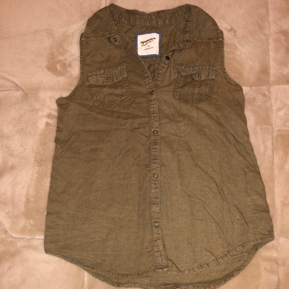 Arizona Jean Co Olive Denim Button Tank Top